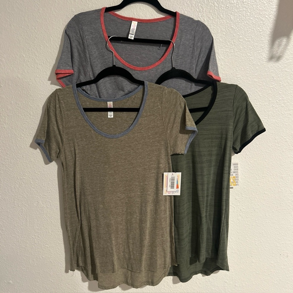 Lot Of 3 NWT LuLaRoe Classic T Women’s XXS: Solid Heathers Ringer T *LLR